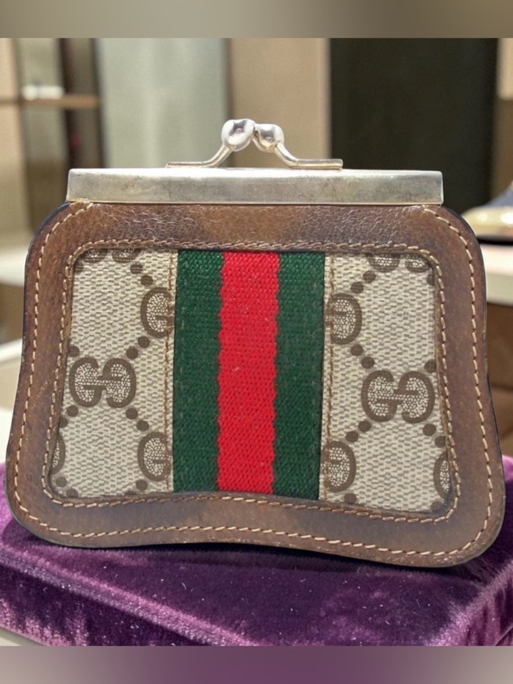 GUCCI Accessory Collection Vintage Sherry Line Kisslock Coin Purse πβ€οΈ - Picture 6 of 16